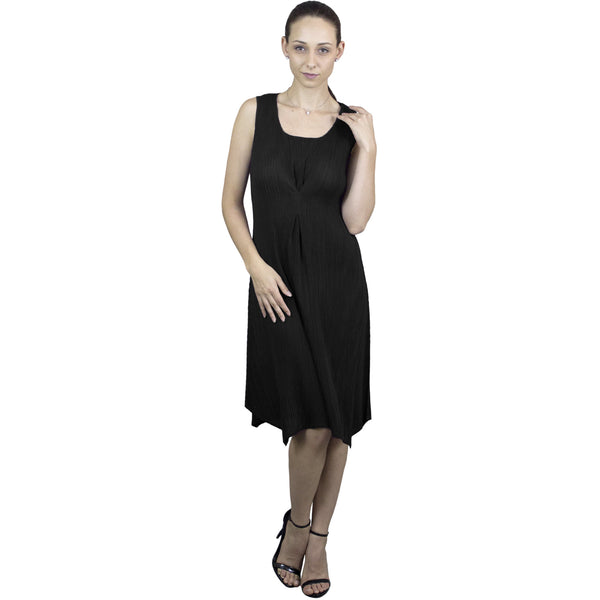Pinched Pleated Crinkle Dress - DR518 Black